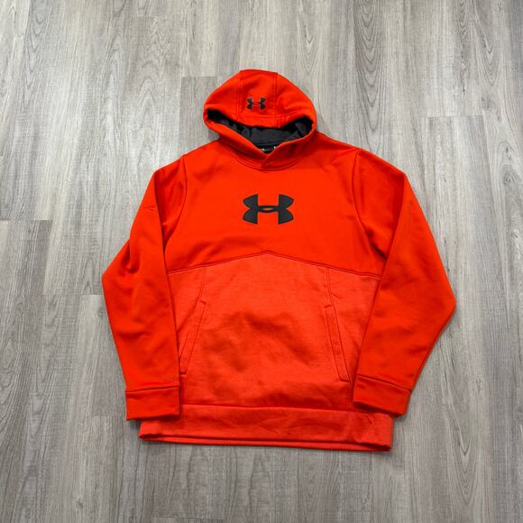Under Armour Storm Fleece Hoodie Men's Medium Orange Pullover Sweatshirt 1290966 - Picture 1 of 8